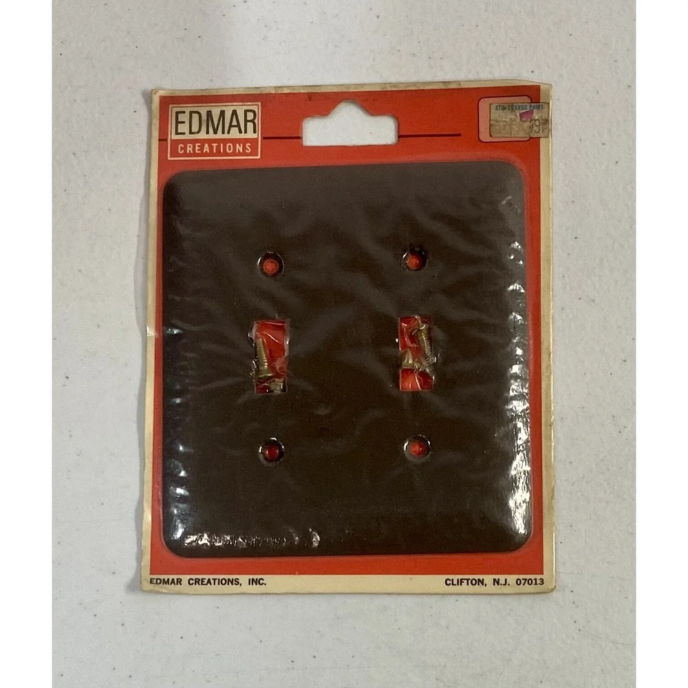 *BRAND NEW* Vintage Edmar Creations Metal Double Light switch Cover Dark Brown